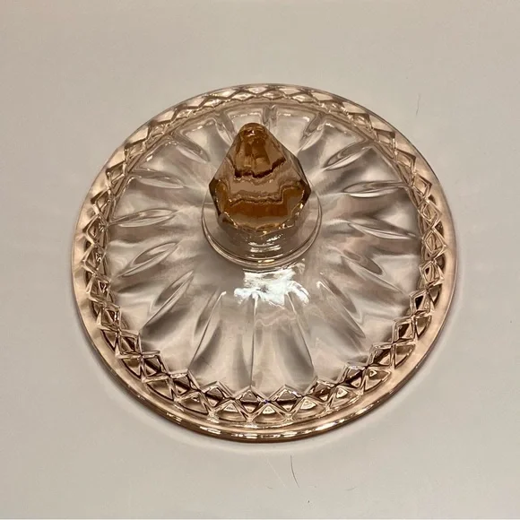 🍬Indiana Glass Diamond Princess Pink Candy Box & Lid - Picture 7 of 13